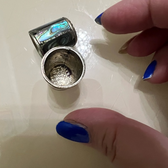 Colorful Sterling silver Abalone Shell and mother of pearl thimbles - Picture 11 of 15